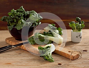 Fresh green bok choi.