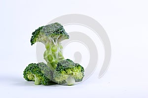 Fresh green broccoli isolated white background