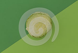 Fresh green cabbage on a background of similar analogous colors