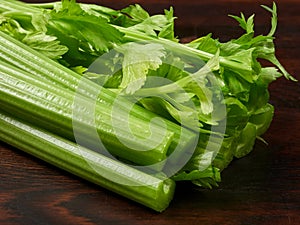 Fresh green celery stalks