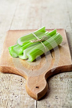 Fresh green celery stems