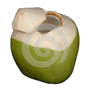 Fresh green coconut with white isolated background