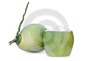 Fresh green coconuts isolated on white background