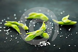 Fresh green edamame beans