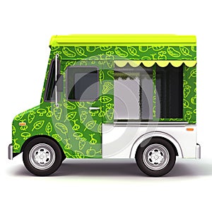 Fresh green food truck side