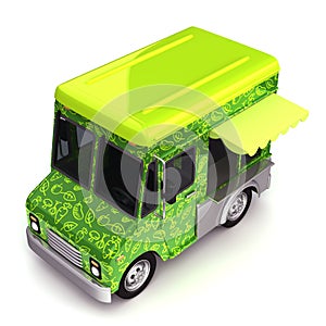 Fresh green food truck top