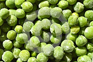 Fresh green frozen peas grains, nutritious and healthy green vegetables