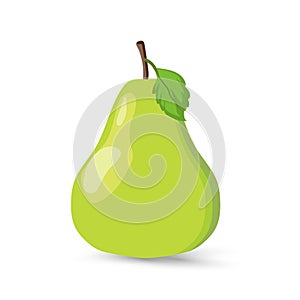 A fresh green fruit icon pear, Green pear fruit on isolated white background