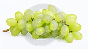 fresh green grape. Bunch of fresh green grape with leaf isolated on white background. generative ai