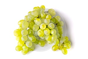 Fresh green grapes isolated on white background