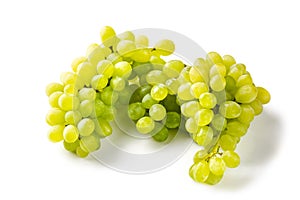 Fresh green grapes isolated on white background