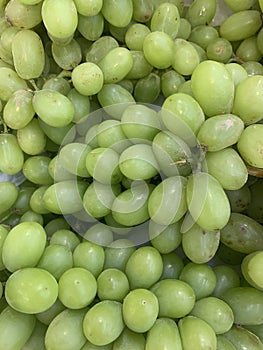Fresh Green Grapes in Supermarket