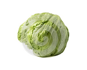 Fresh green iceberg lettuce isolated on a white background. Fresh iceberg isolate