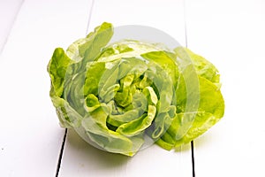 Fresh green lettuce on white background