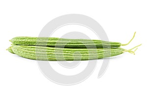 Fresh green luffa acutangula isolated on white background