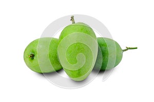 Fresh green mango fruit isolated on white background