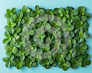 Fresh Green Mint Leaves Background, Lush Peppermint Foliage, Herbal Texture Top View