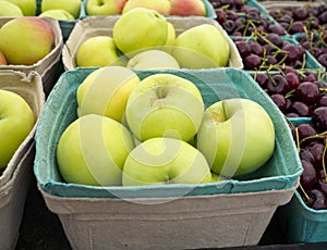 Fresh Green Organic Apples at the local market