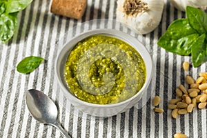 Fresh Green Organic Basil Pesto Sauce