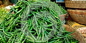 fresh green organic produce chilies stock isolated on farming produce goods store