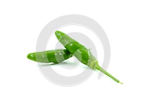 Fresh green paprika on white background.