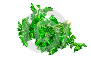 Fresh green parsley on white background, food ingredien