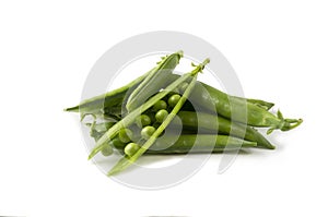 Fresh green pea in the pod isolated on white background