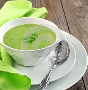 Fresh green pea soup (Selective Focus)