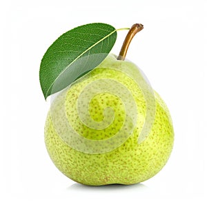 Fresh Green Pear with Leaf