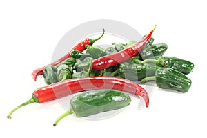 Fresh green Pimientos with red chilis photo