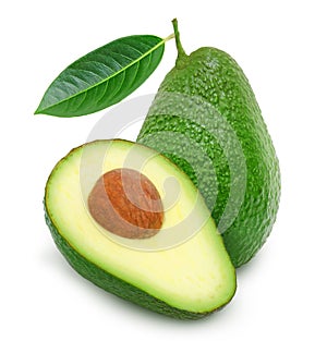 Fresh green ripe avocado and slice