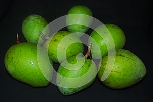 Fresh green and ripe harivanga mango fruit