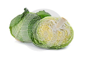 Fresh green savoy cabbages