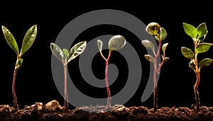 Fresh green seedling grows in the dirt, symbolizing new life generated by AI