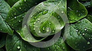 Fresh green spinach leaves, dewy and vibrant, macro shot with canon 5d mark iii at f8