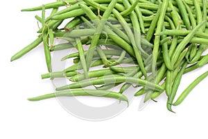 Fresh green string beans isolated on a white background