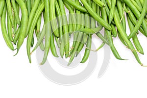 Fresh green string beans isolated on a white background