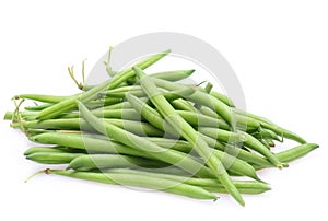 Fresh green string beans isolated on a white background