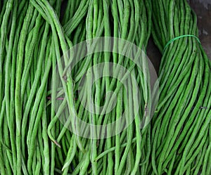 Fresh green string beans at rural market