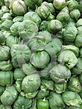 Fresh Green Tomatillos at the Grocery Store