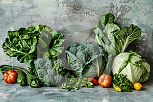 Fresh Green Vegetables Assortment on Calming Background