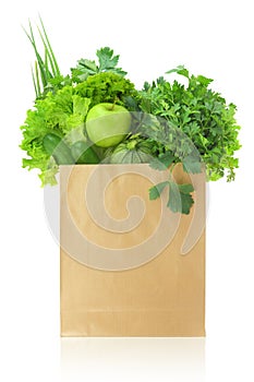 Fresh green vegetables and fruits