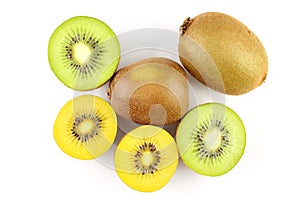 Fresh green and yellow kiwi fruits