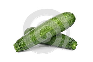 Fresh green zucchini isolated on white background