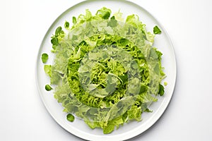 Fresh Greens on a White Dish. Generative AI