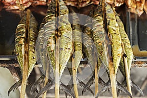 Fresh grilled asian fish in kep market cambodia