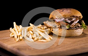 Fresh grilled Chicken Burger with fries