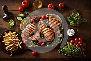 fresh grilled meat with vegetables, AI Generative