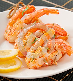 Fresh grilled shrimps
