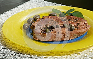 Fresh grilled tuna served in yellow plate